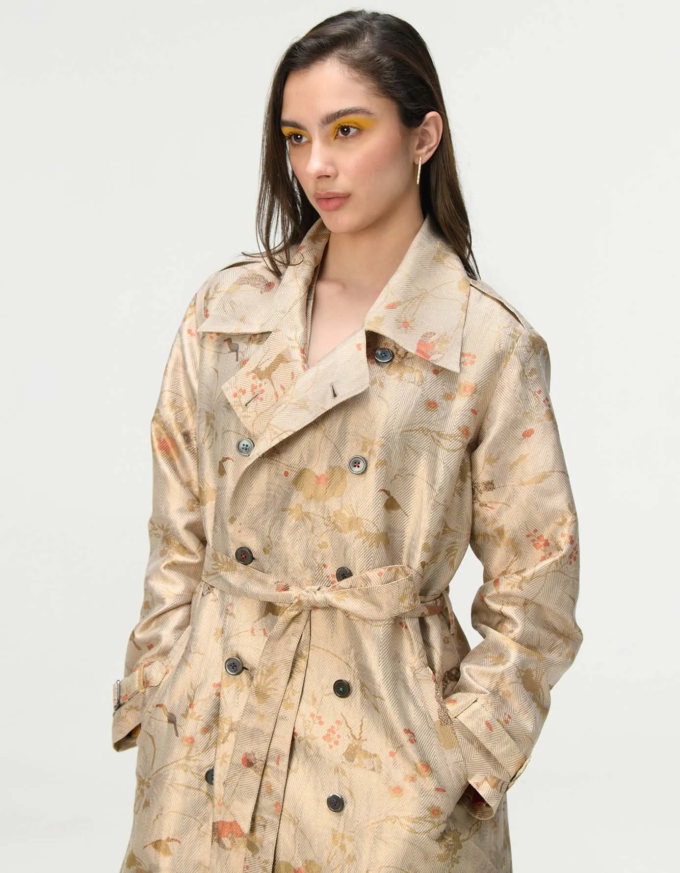 Trench Silk Brocade Ivory