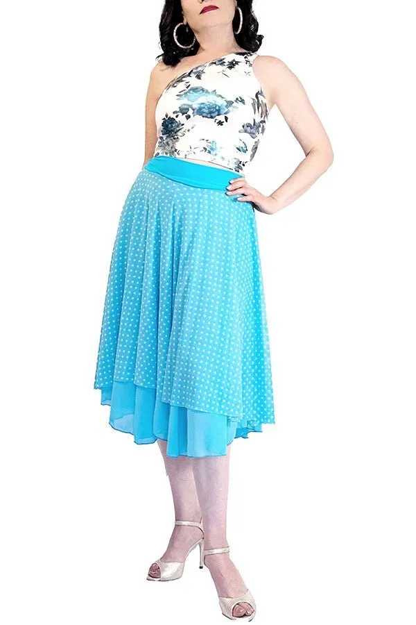 turquoise polka dots full circle tango skirt