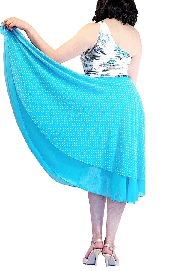 turquoise polka dots full circle tango skirt