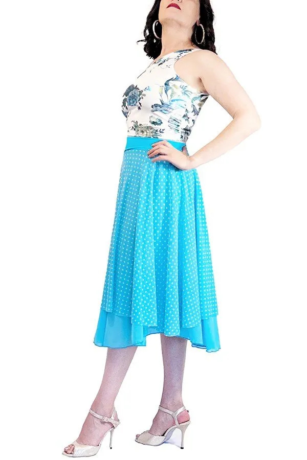 turquoise polka dots full circle tango skirt