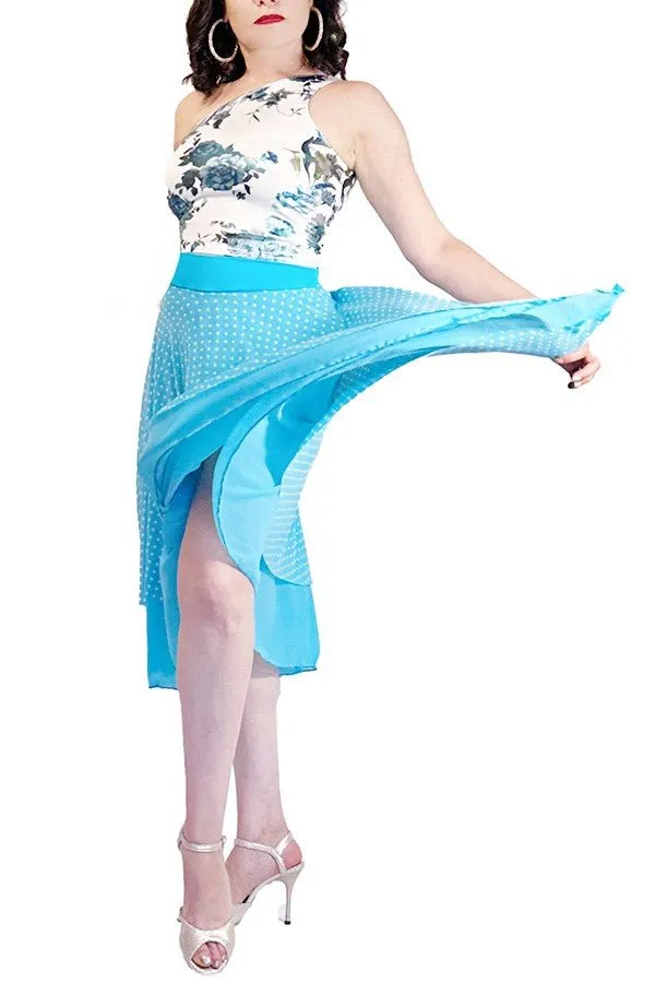 turquoise polka dots full circle tango skirt