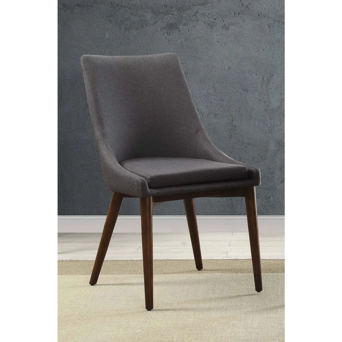 Ultra-modern Dining Chair in Charcoal Fabric W/ Oak Legs - Set of 2