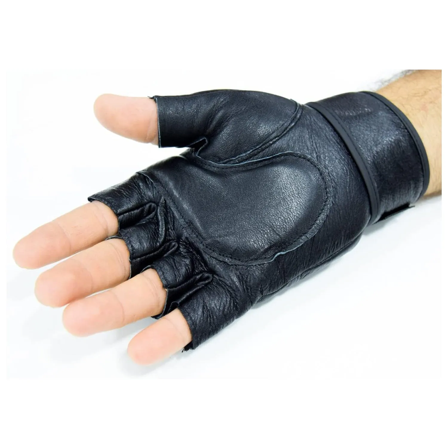 Unisex Half-Finger Leather Weightlifting Gloves (Pair) EM-9353 with Integrated Wrist Support, Strength Training, Powerlifting & Exercise