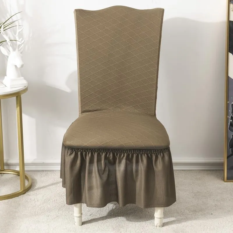 Universal High Elasticity Skirt Chair Cover Coffee