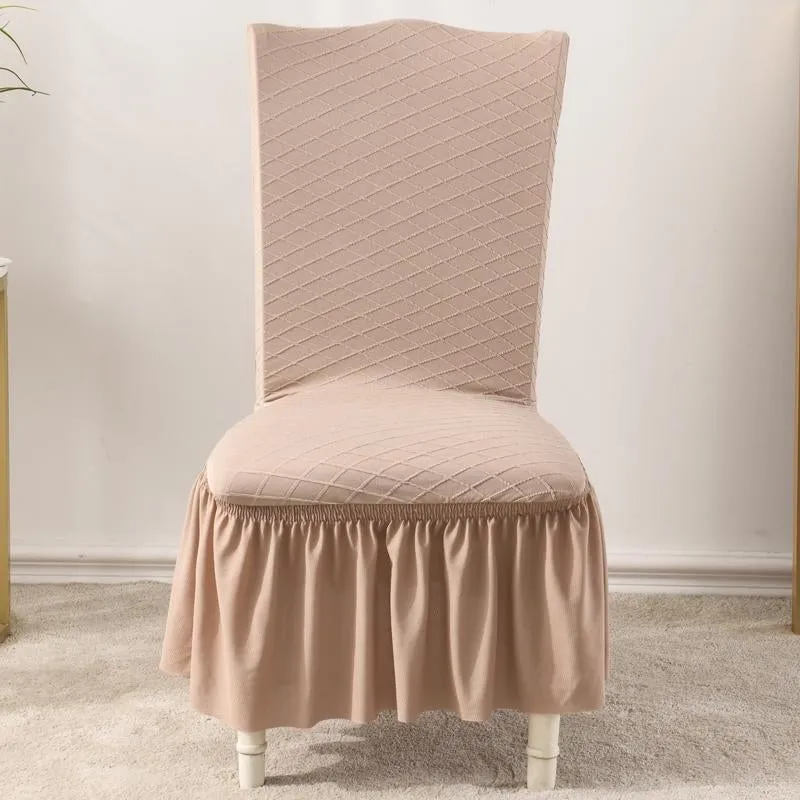 Universal High Elasticity Skirt Chair Cover Coffee