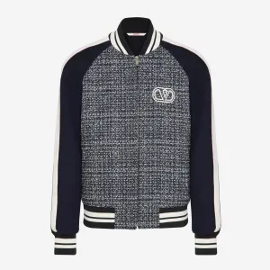 Valentino Garavani V Logo Cotton And Viscose Tweed Bomber Jacket