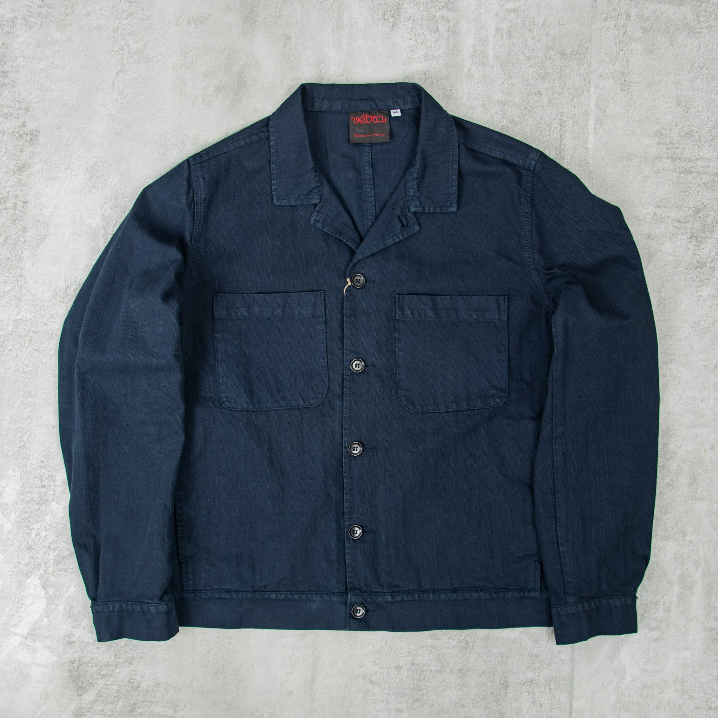 Vetra 27C Herringbone Weaved Bomber Jacket - Navy