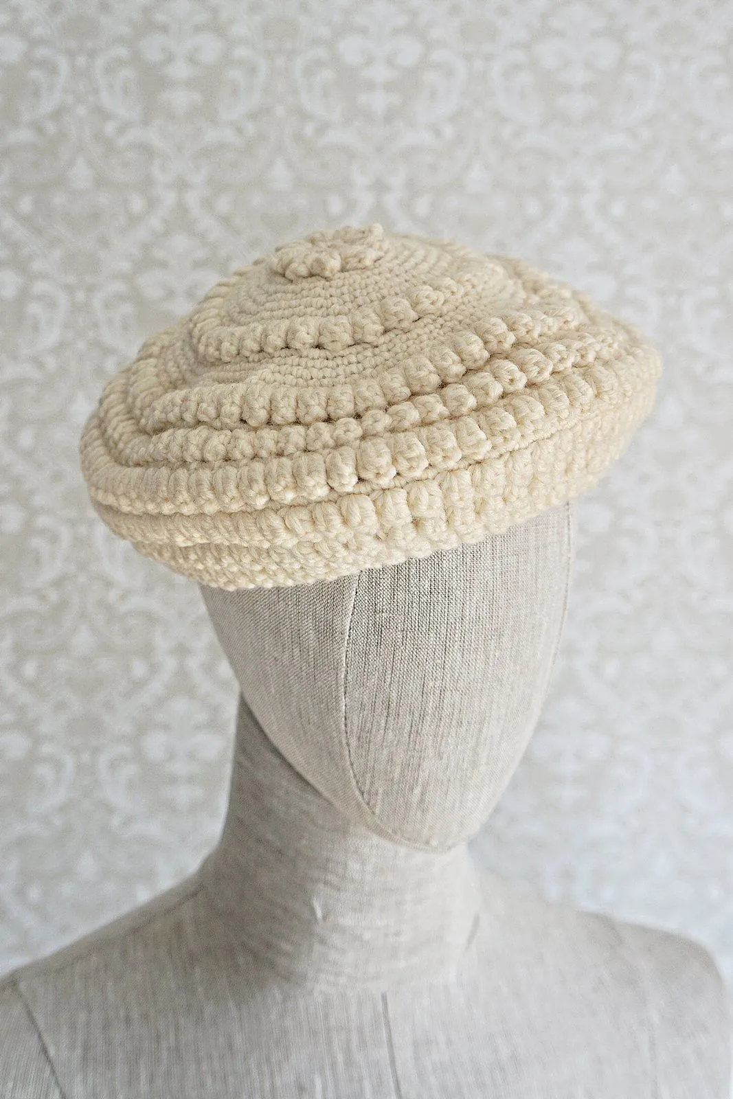 Vintage Handknit Cozy Wool Beret