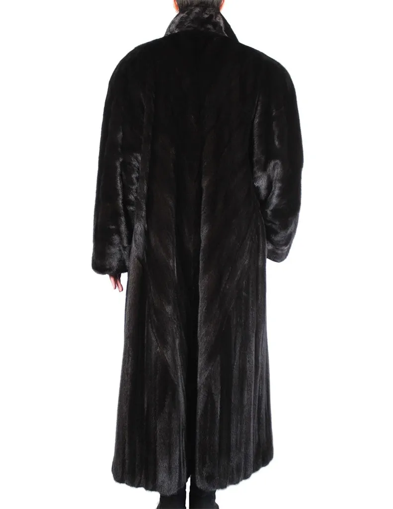 Vintage Long Dark Mink Fur Coat -XL | Stunning, Diagonally Worked Fur