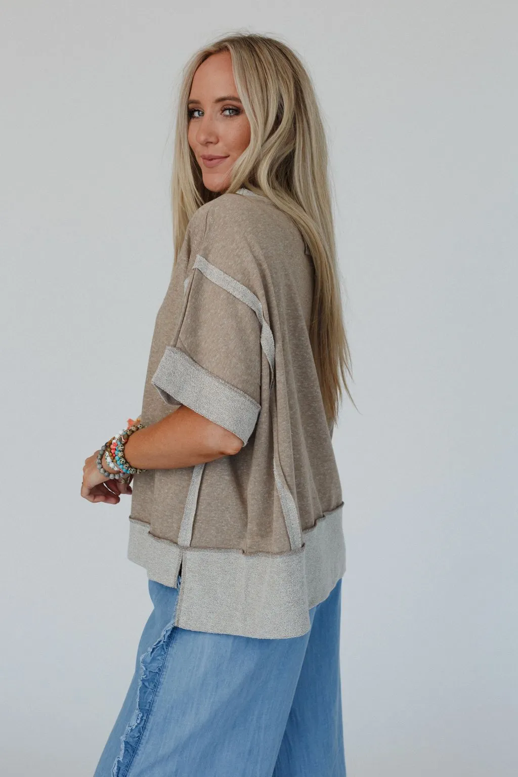 Viveka Drop Shoulder Top - Mocha