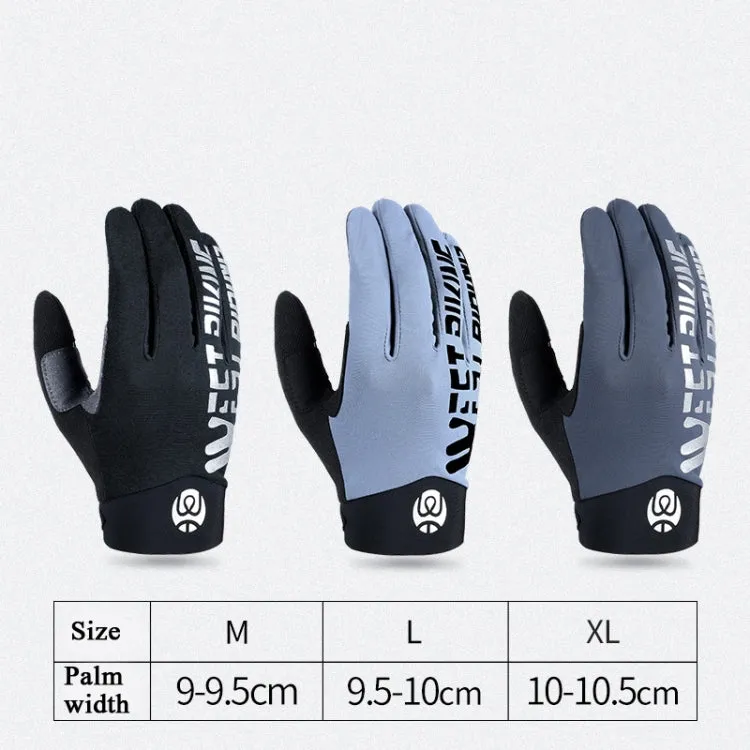 WEST BIKING YP0211214 Long Finger Shock Absorption Non-Slip Touch Screen Gloves Cycling Sports Gloves, Size: M(Fog Blue)