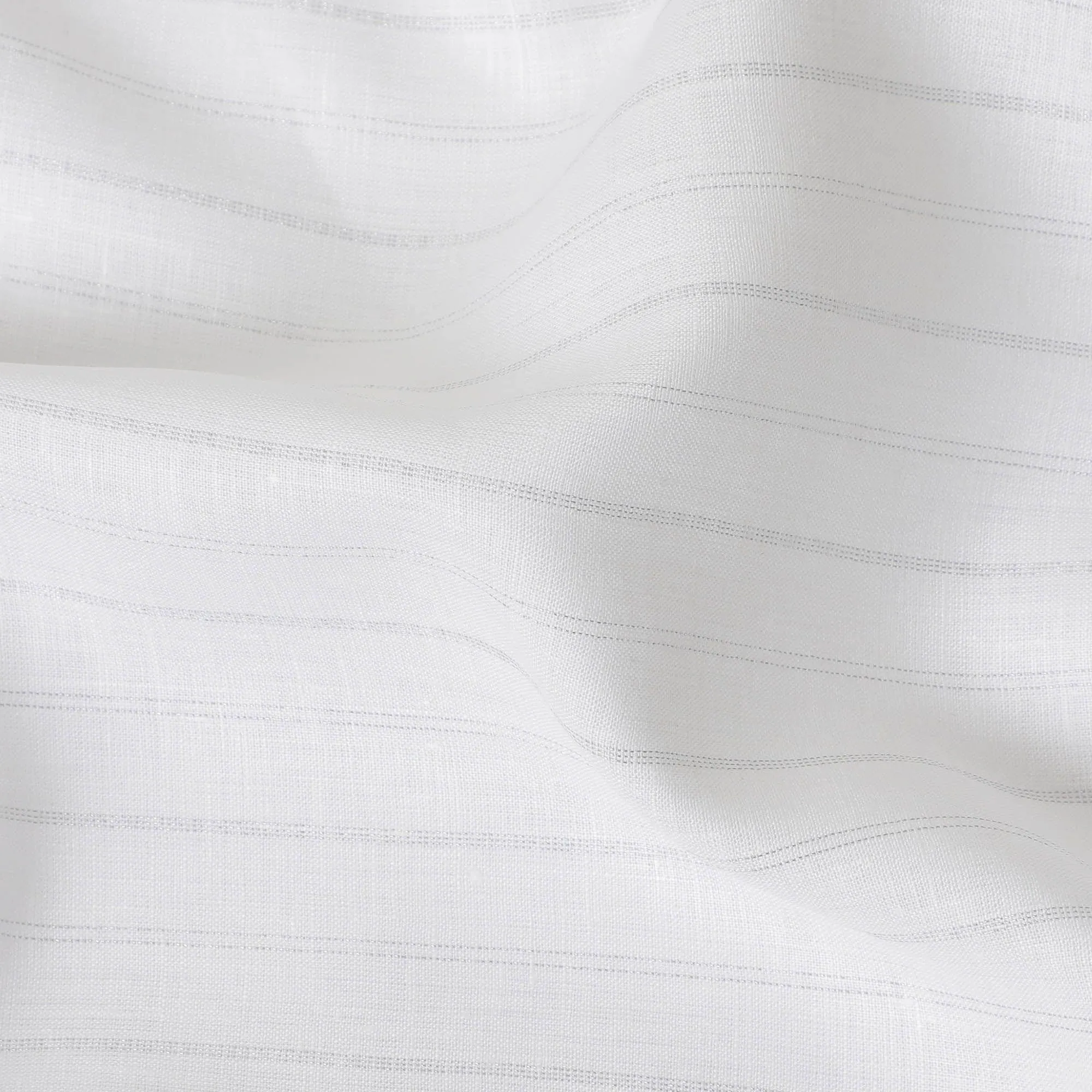 White premium pure linen fabric with silver weave in stripe design-D11101