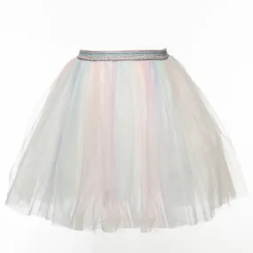 Wild Berry Elastic Waist Ombre Tulle Middi Skirt