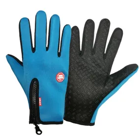 Winter Outdoor Riding Sports Waterproof Touch Screen Glove, Size: XL(H041 Blue)