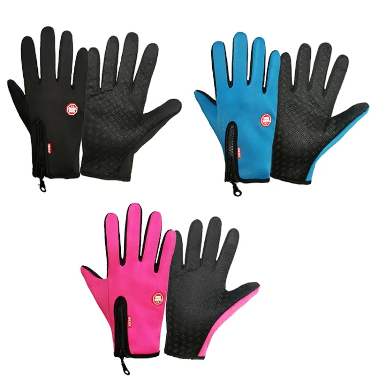 Winter Outdoor Riding Sports Waterproof Touch Screen Glove, Size: XL(H041 Blue)