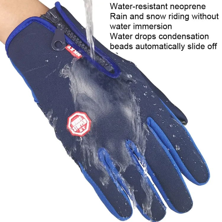 Winter Outdoor Riding Sports Waterproof Touch Screen Glove, Size: XL(H041 Blue)