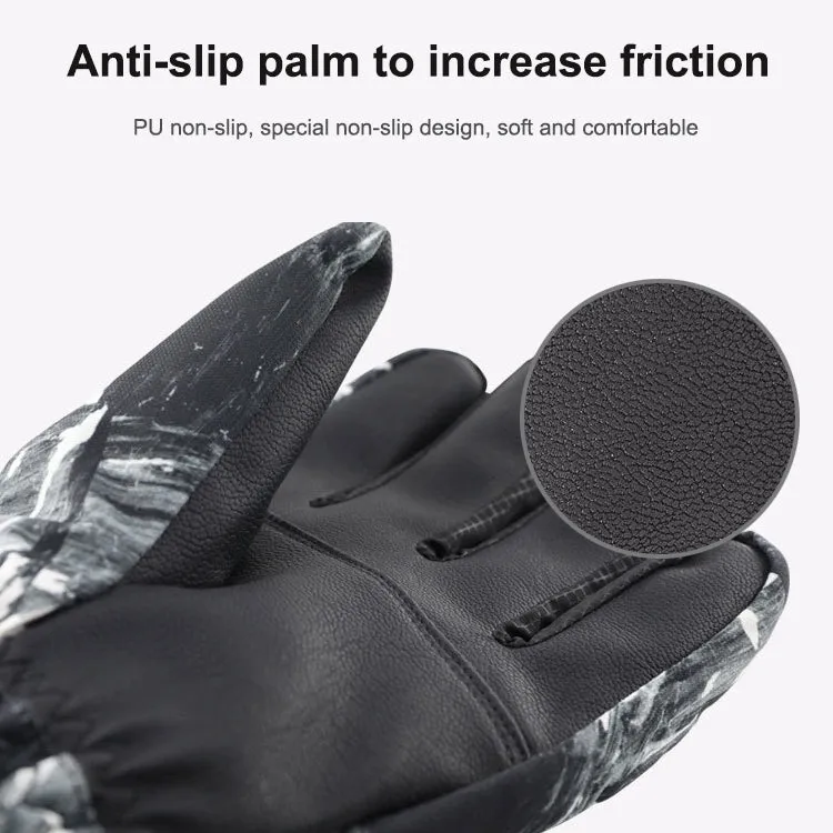 Winter Thermal Ski Gloves Outdoor Waterproof Velvet Gloves Thickening Touch Screen Motorcycle Gloves, Size: L(Black)