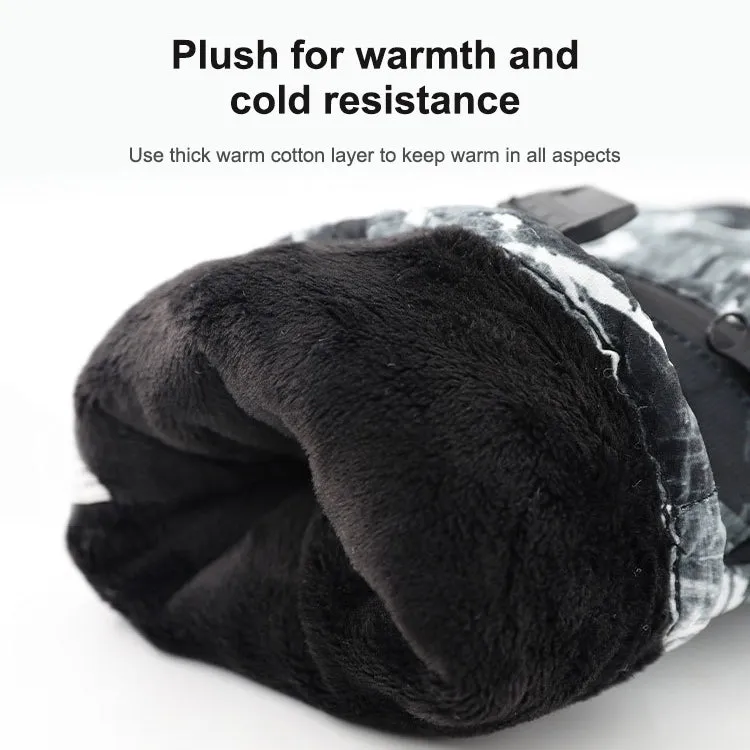 Winter Thermal Ski Gloves Outdoor Waterproof Velvet Gloves Thickening Touch Screen Motorcycle Gloves, Size: L(Black)