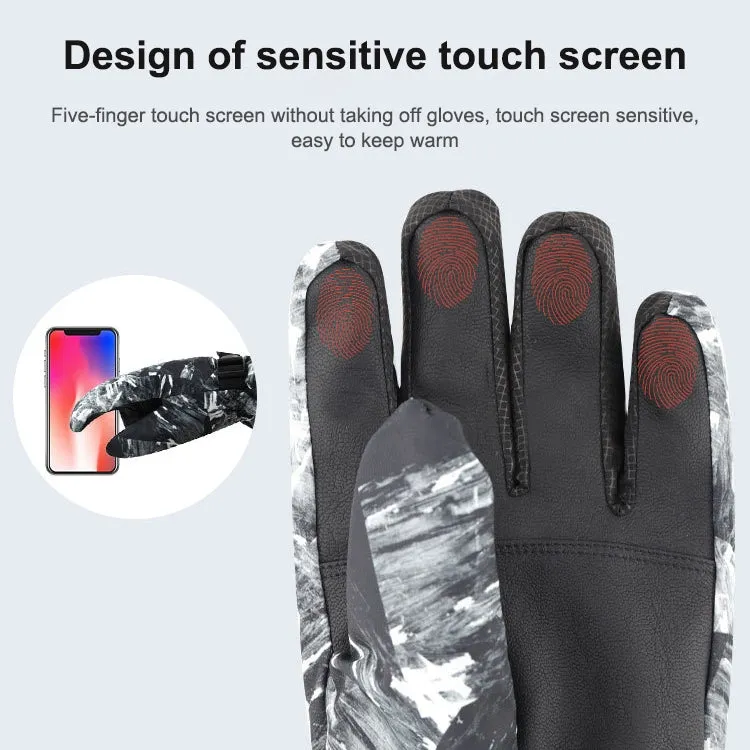 Winter Thermal Ski Gloves Outdoor Waterproof Velvet Gloves Thickening Touch Screen Motorcycle Gloves, Size: L(Black)