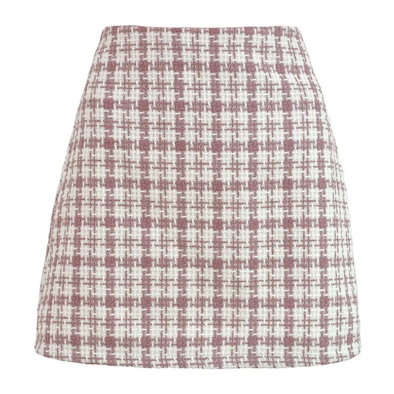 Wjczt Sweet Kawaii Plaid Women Mini Skirt Korean Fashion Zipper Girl Pencil Miniskirt Preppy Summer Y2k Trend Clothes