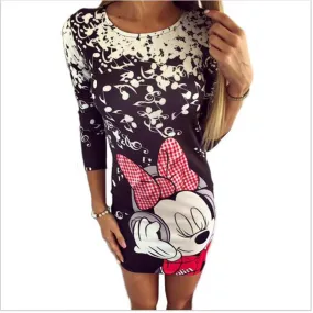 Women Summer Dresses New 2017 Casual Sexy Heart Cartoon Print Bodycon Pencil Woman Party Club Milk Silk Mini Dress Robe Vestidos