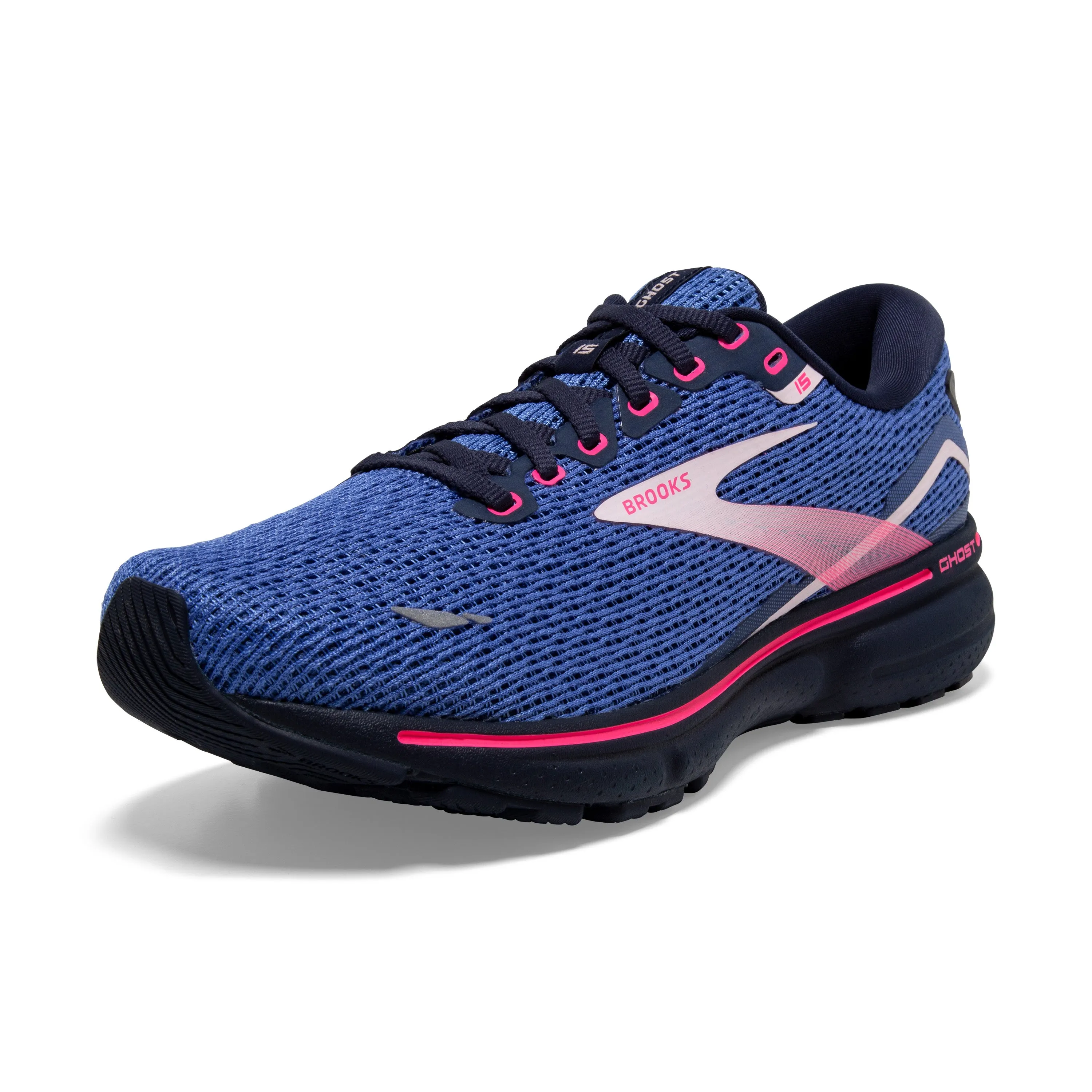 Women's Brooks Ghost 15 1203801B469 Color: Blue / Peacoat / Pink