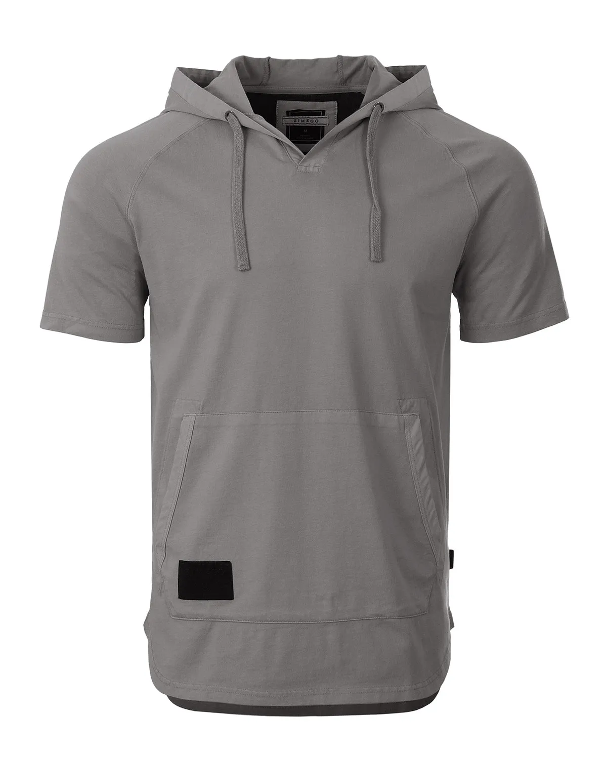 ZIMEGO Pigment Dyed Hooded Shirt Short Sleeve  V Neck Raglan Henley Style Hoodie